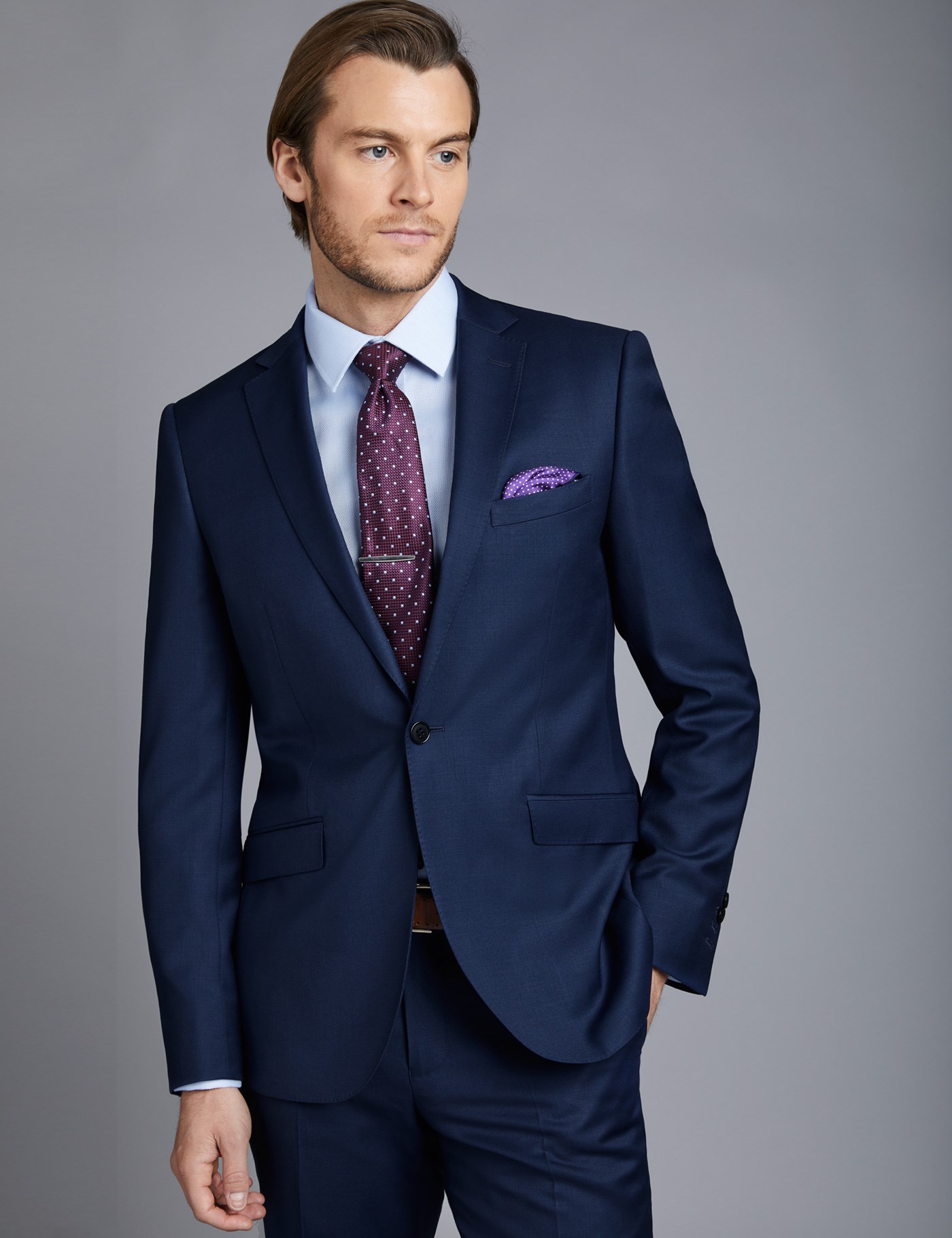 Men's Royal Blue Plain Twill Extra Slim Fit Suit Jacket | Hawes and Curtis