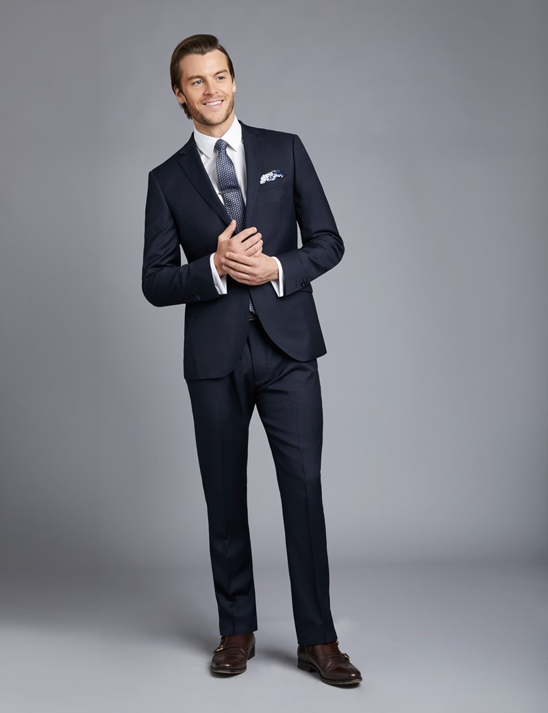 Men's Navy Twill Extra Slim Fit Suit | Hawes & Curtis