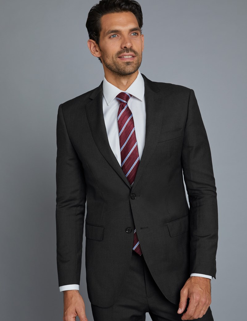 Men's Dark Charcoal Twill Extra Slim Fit Suit with Two Front Buttons