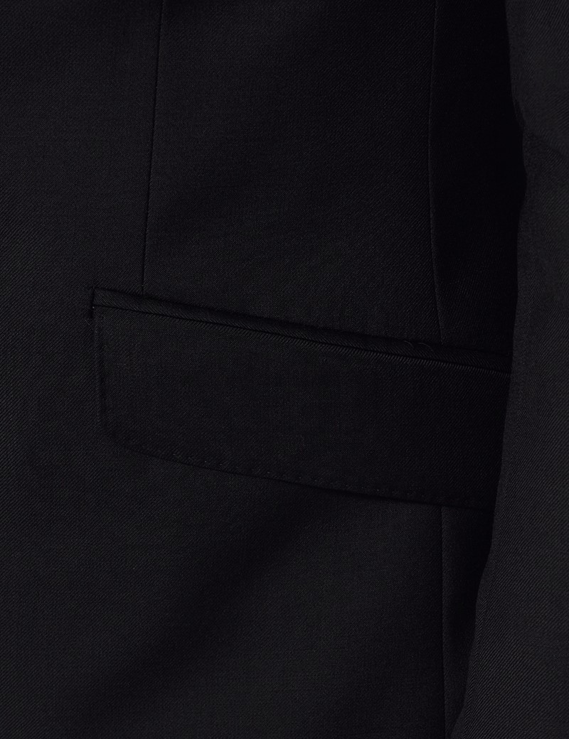 Black Twill Double Breasted Slim Fit Suit | Hawes and Curtis