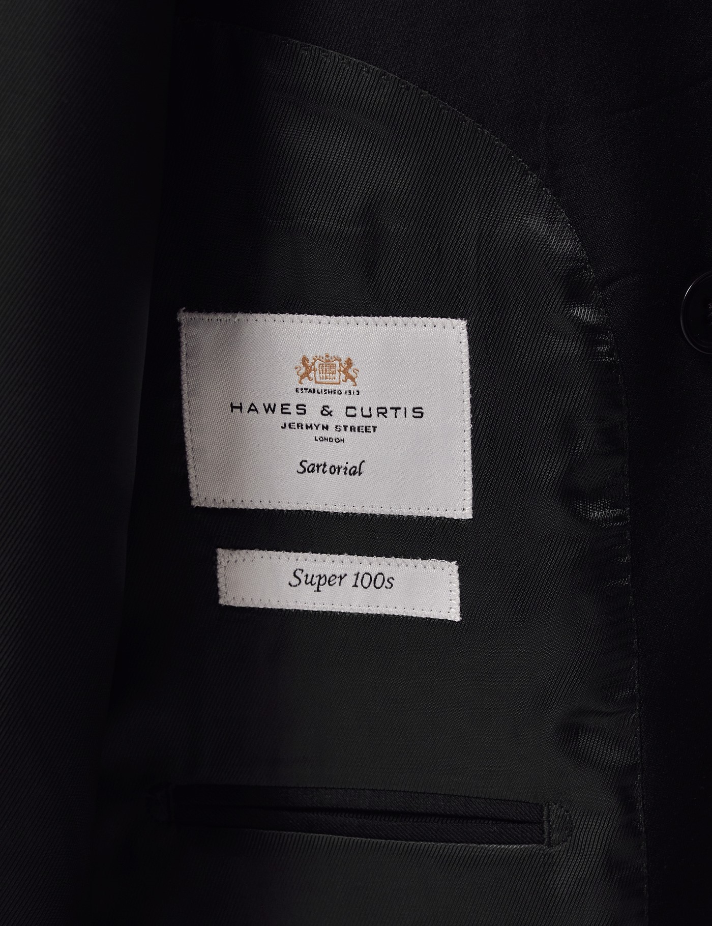 Black Twill Double Breasted Slim Fit Suit | Hawes and Curtis