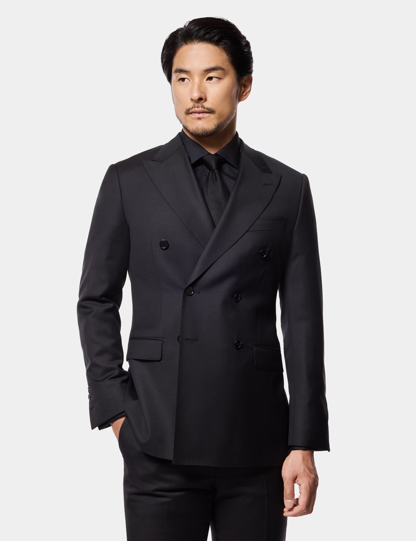 Hawes & Curtis Slim Fit Black Twill Suit Size: One Size