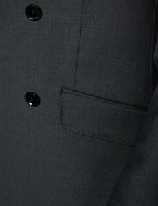 Men's Dark Charcoal Twill Double Breasted Slim Fit Suit Jacket