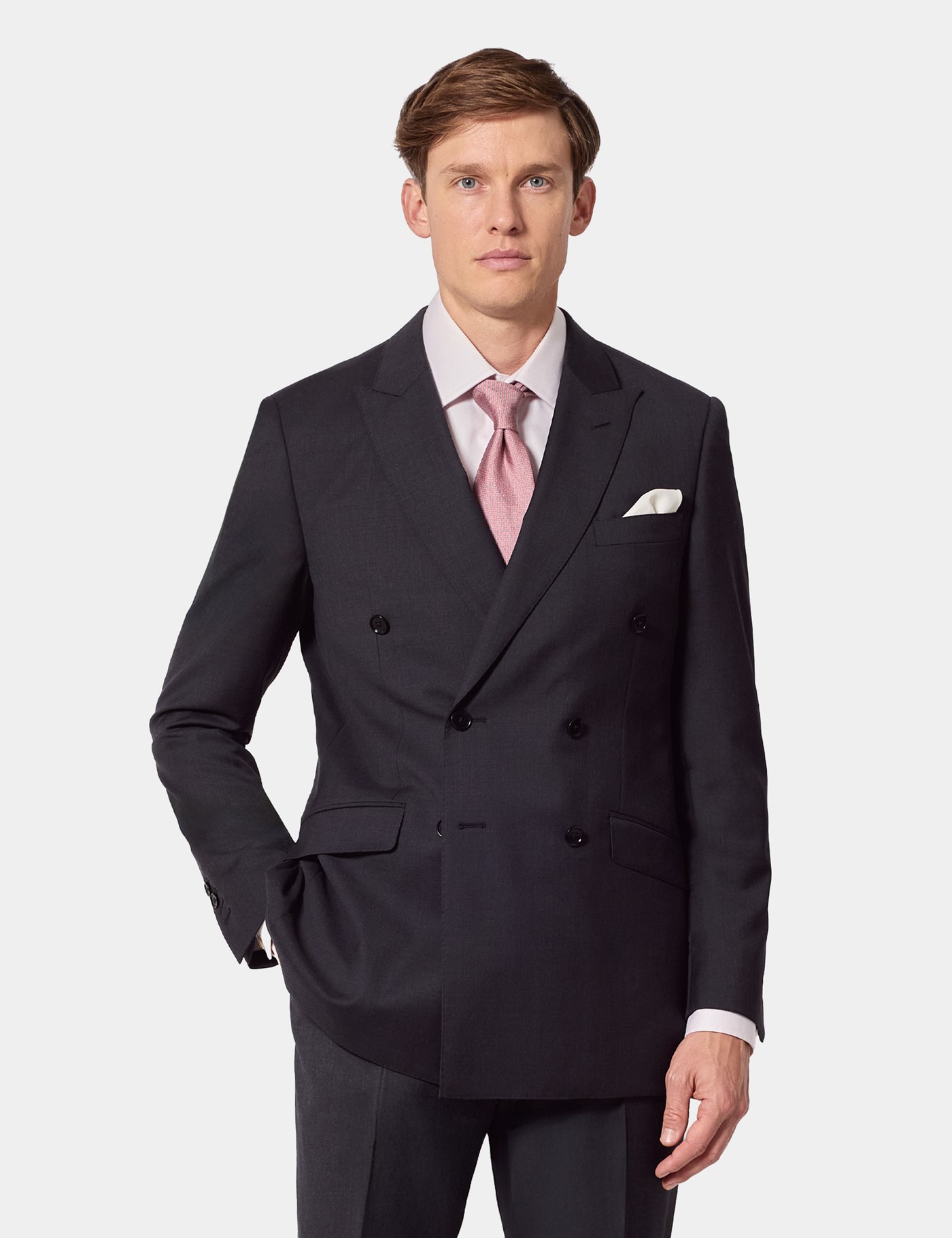 & Slim Fit Dark Twill Suit Jacket short