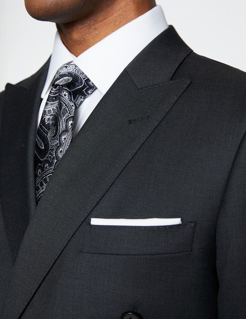 Men's Dark Gray Double Breasted Slim Fit Tuxedo Suit  Wedding Suit Blazer Custom 