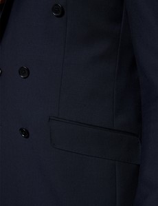 Anzugsakko - Slim Fit - Twill dunkelblau - 100s Wolle - 3-Knopf Zweireiher - Gefüttert - Seitenschlitze