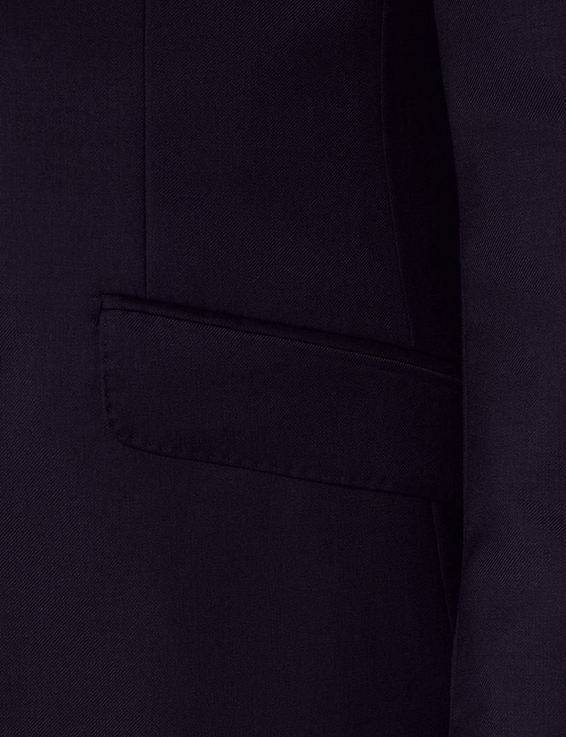 Men's Navy Twill Double Breasted Slim Fit Suit Jacket | Hawes & Curtis