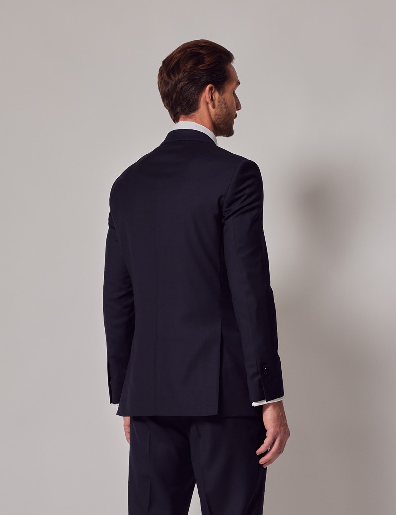 Men's Navy Twill Double Breasted Slim Fit Suit Jacket | Hawes & Curtis