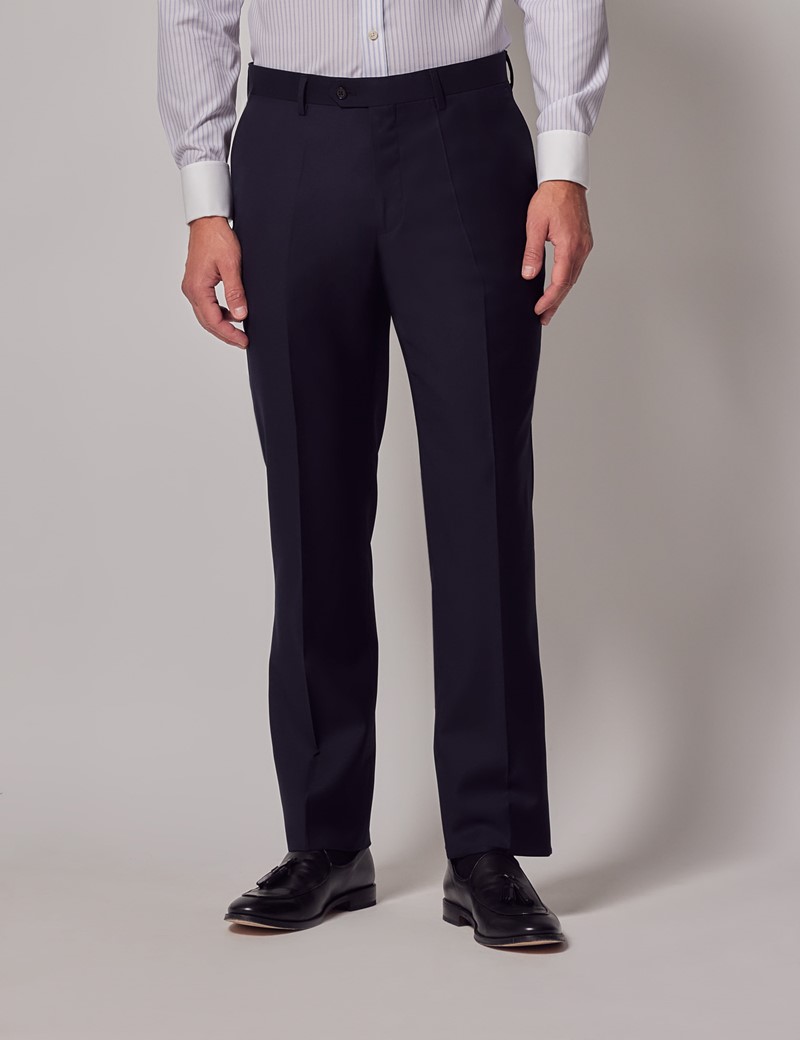 Men's Navy Twill Slim Double Breasted Fit Suit | Hawes & Curtis