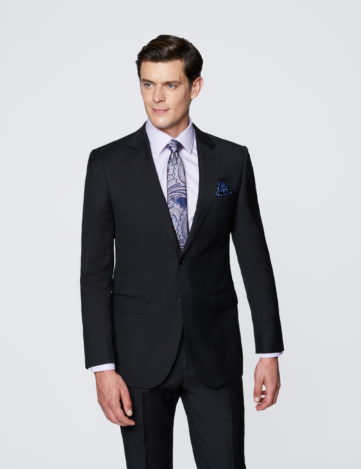 Men's Black Twill Slim Fit Suit Jacket | Hawes & Curtis