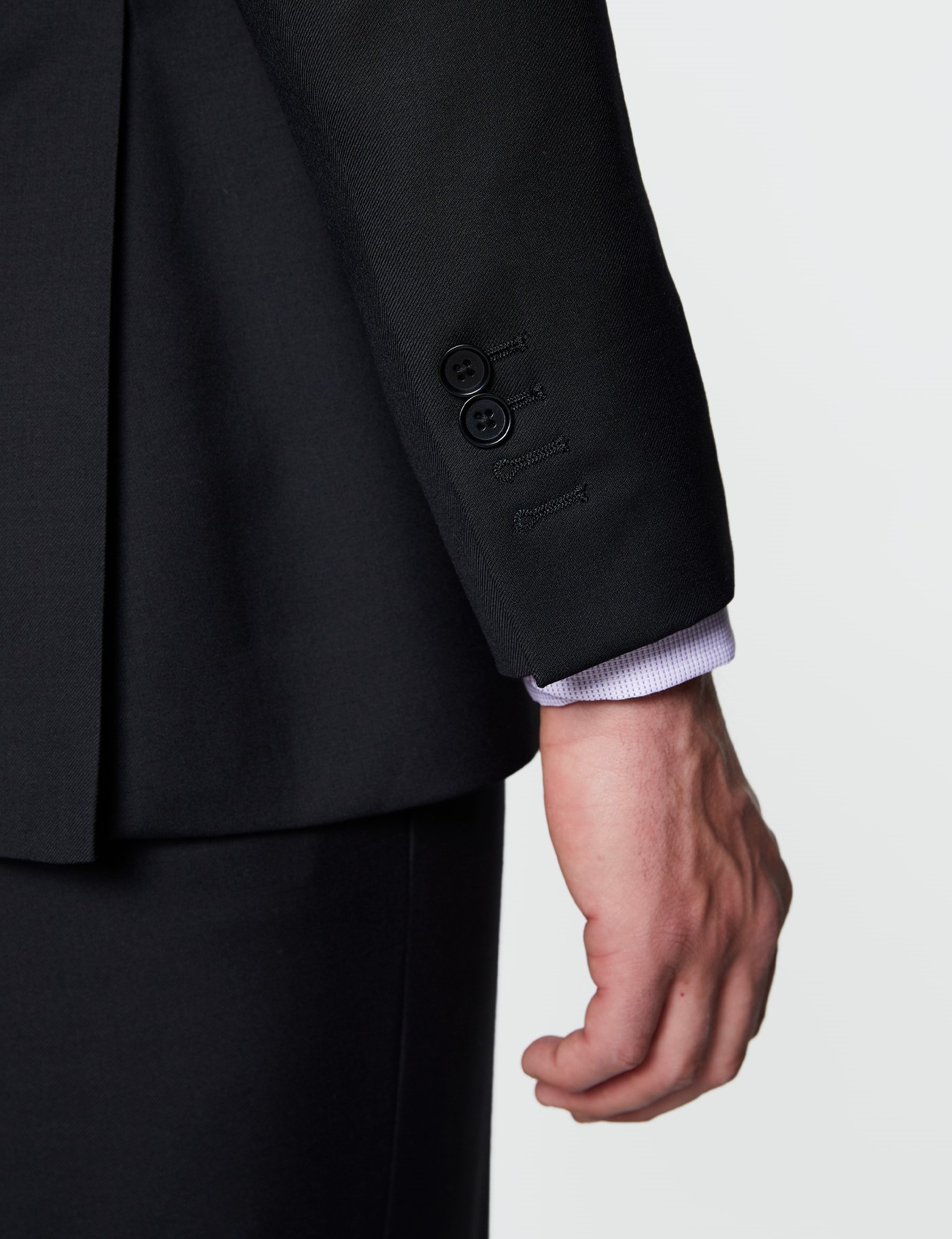 Men's Black Twill 3 Piece Slim Fit Suit | Hawes & Curtis