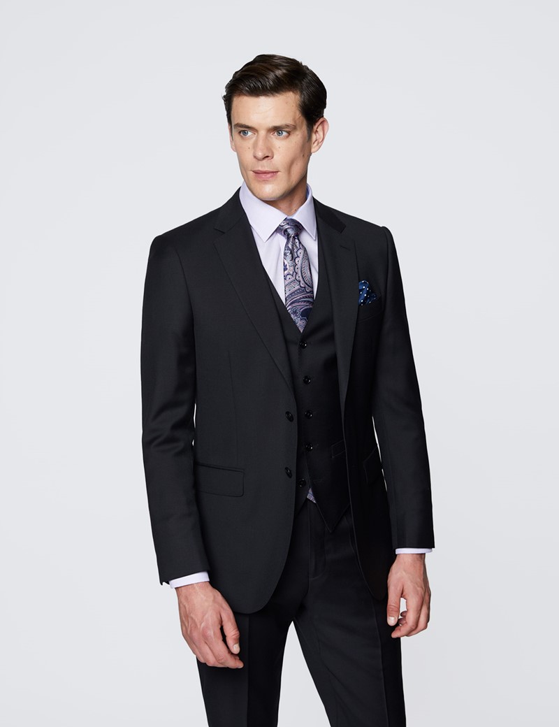 Men's Black Twill Slim Fit Suit