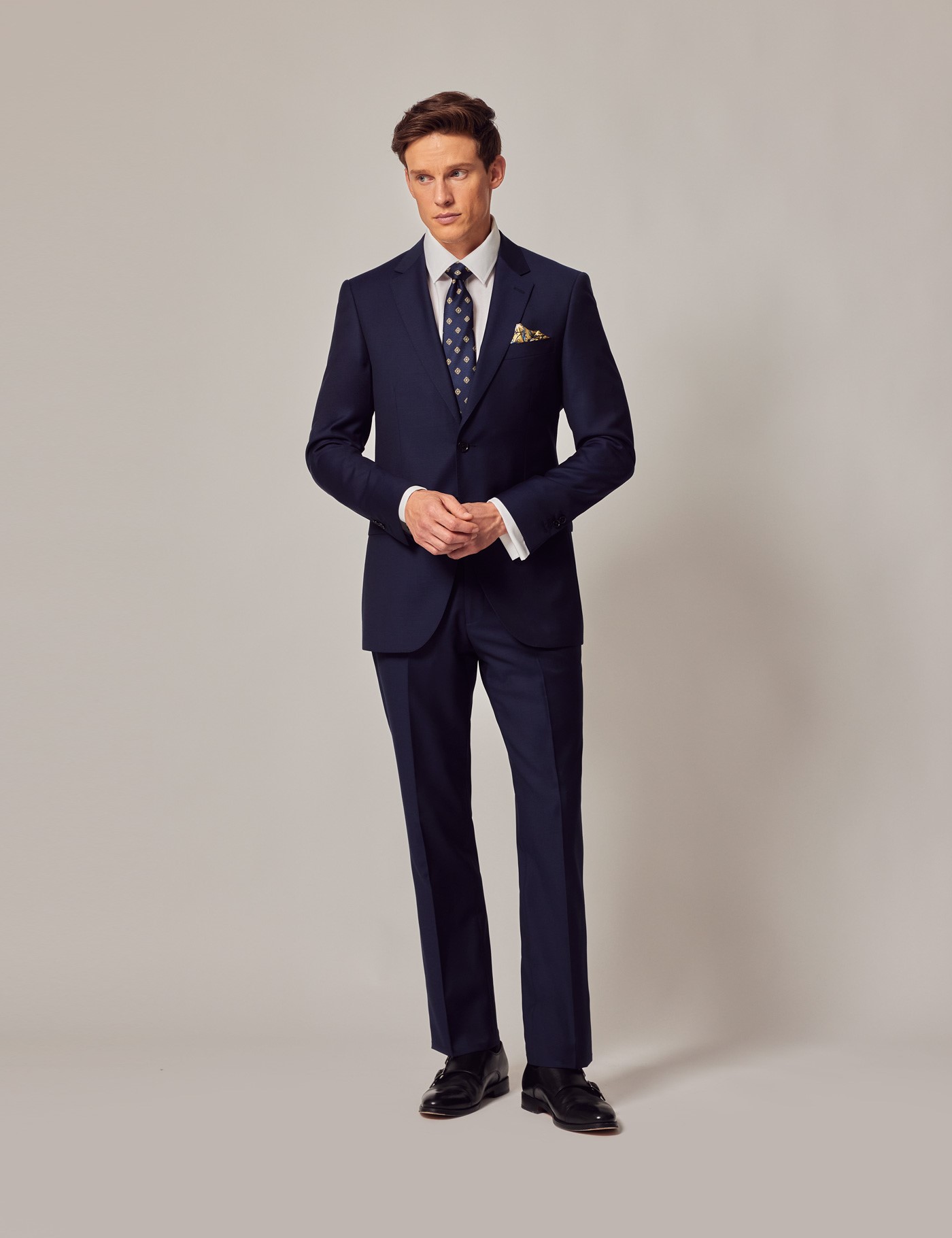 Men's Dark Blue Twill Slim Suit Jacket