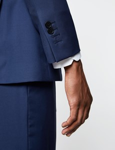Dreiteiler Anzug – 100s Wolle – Slim Fit – Twill königsblau