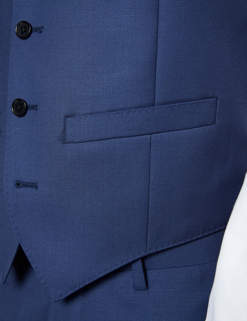 Dreiteiler Anzug – 100s Wolle – Slim Fit – Twill königsblau