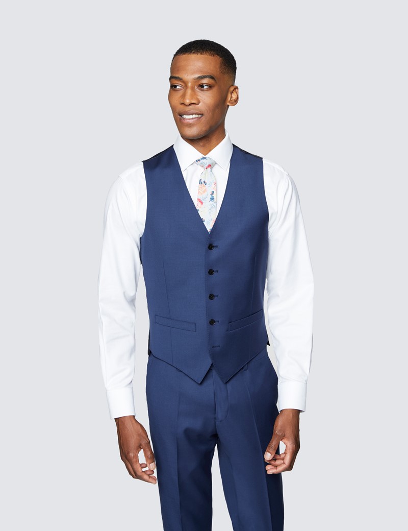Men's Royal Blue Twill Slim Fit Suit