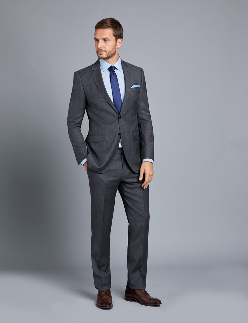 Men's Charcoal Twill Slim Fit Suit Jacket