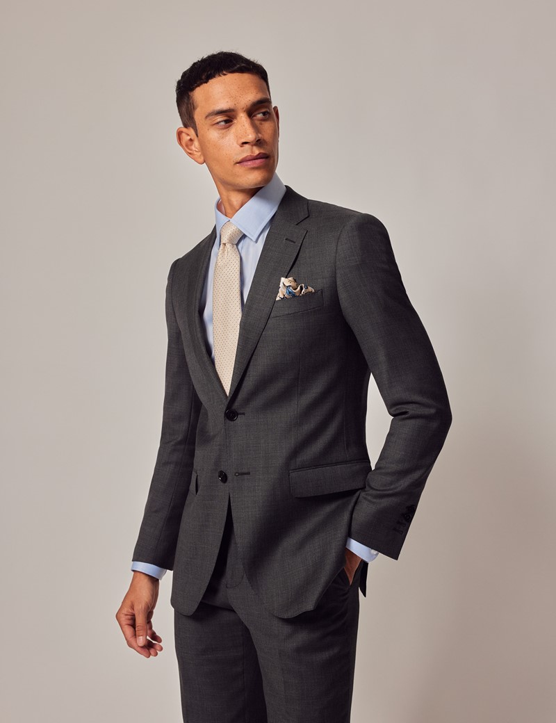 Men's Charcoal Twill Slim Fit Suit Jacket | Hawes & Curtis