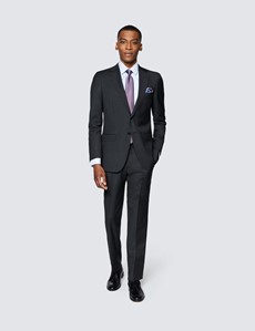 Men's Dark Charcoal Twill Slim Fit Suit Jacket
