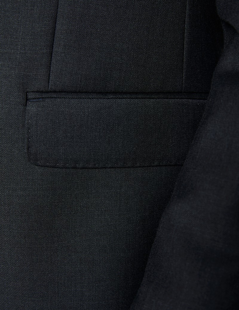 Dreiteiler Anzug – 100s Wolle – Slim Fit – Twill anthrazit