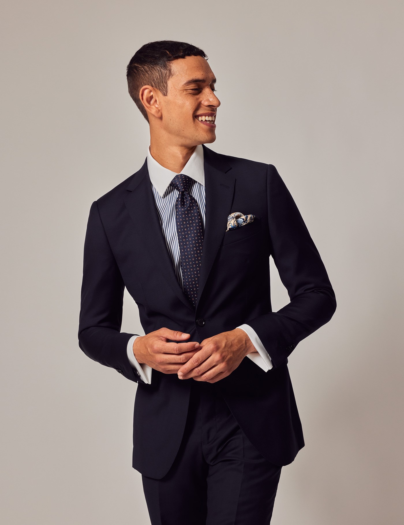 Men's Navy Twill Slim Fit Suit Jacket | Hawes & Curtis