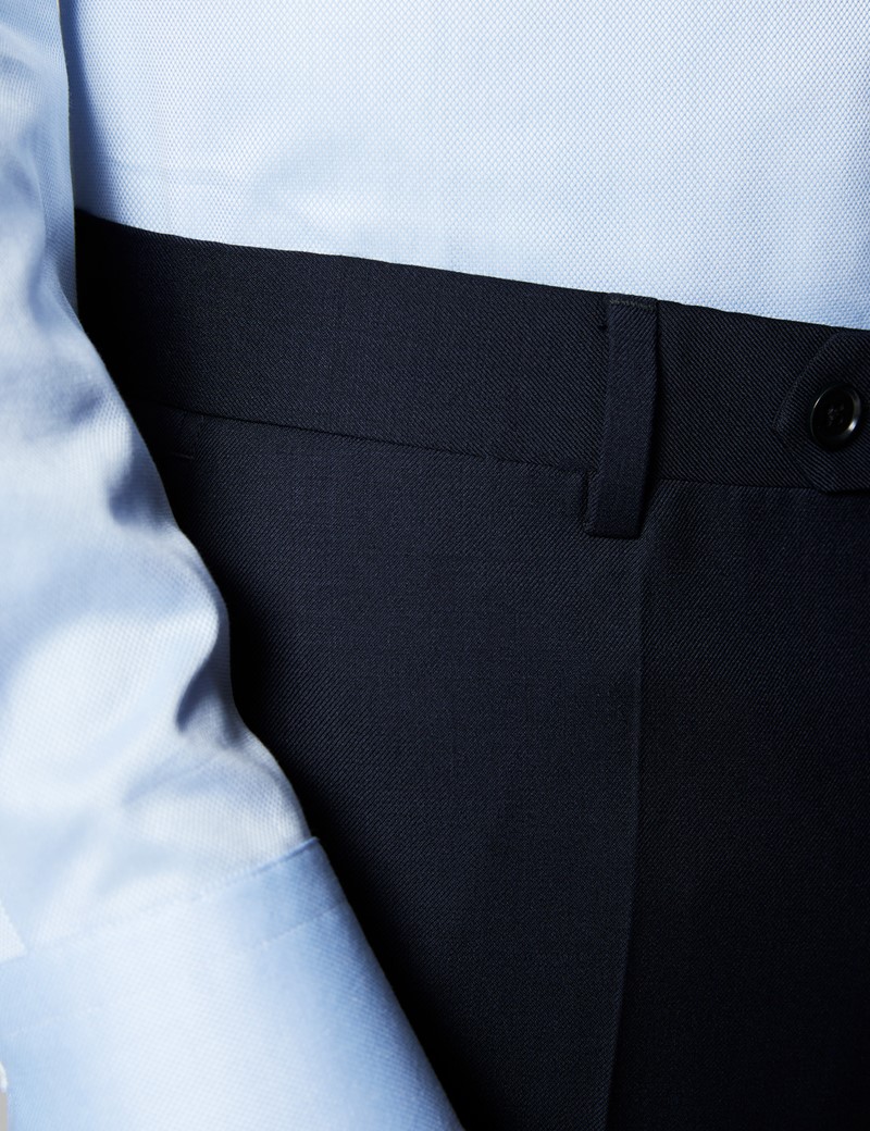 Men's Navy Twill 3 Piece Slim Fit Suit 