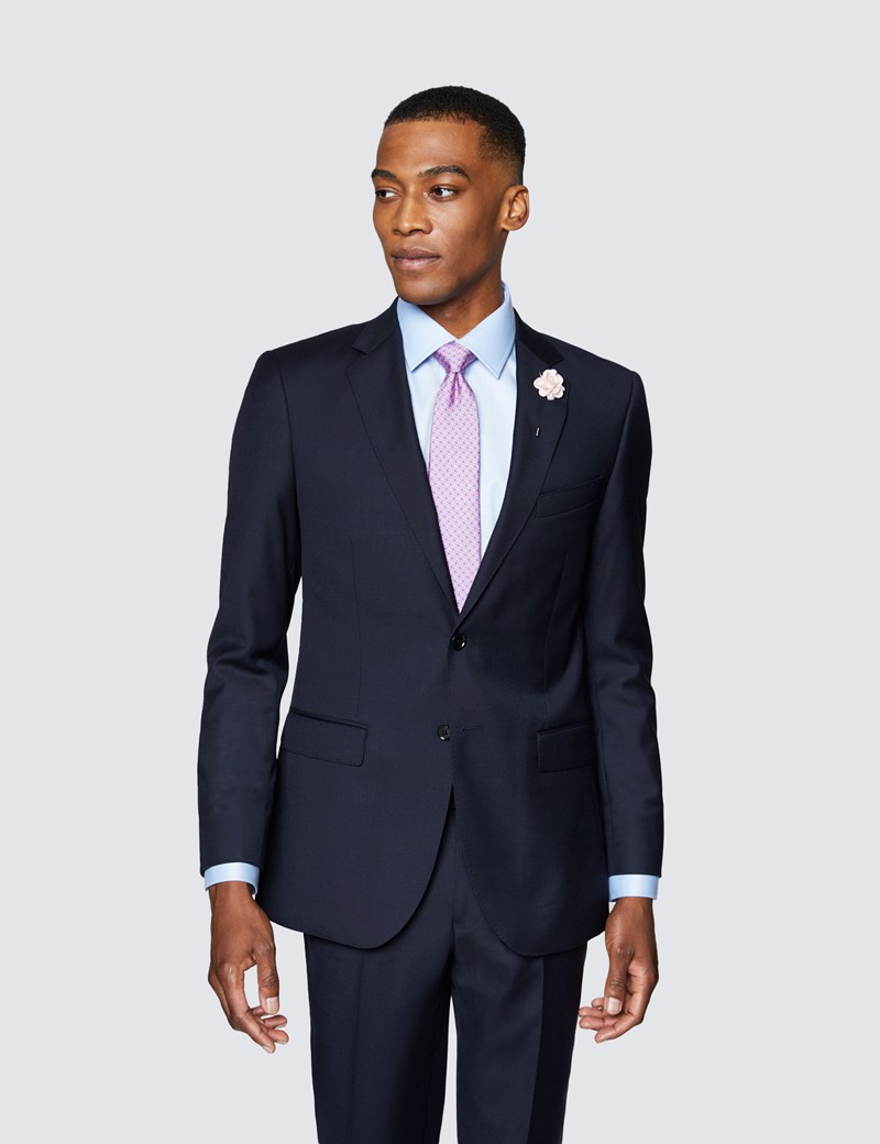 Men's Navy Twill 3 Piece Slim Fit Suit | Hawes & Curtis