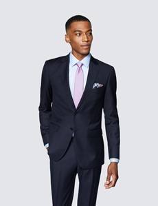 Anzug – Dreiteiler – 100s Wolle – Slim Fit – Twill nachtblau