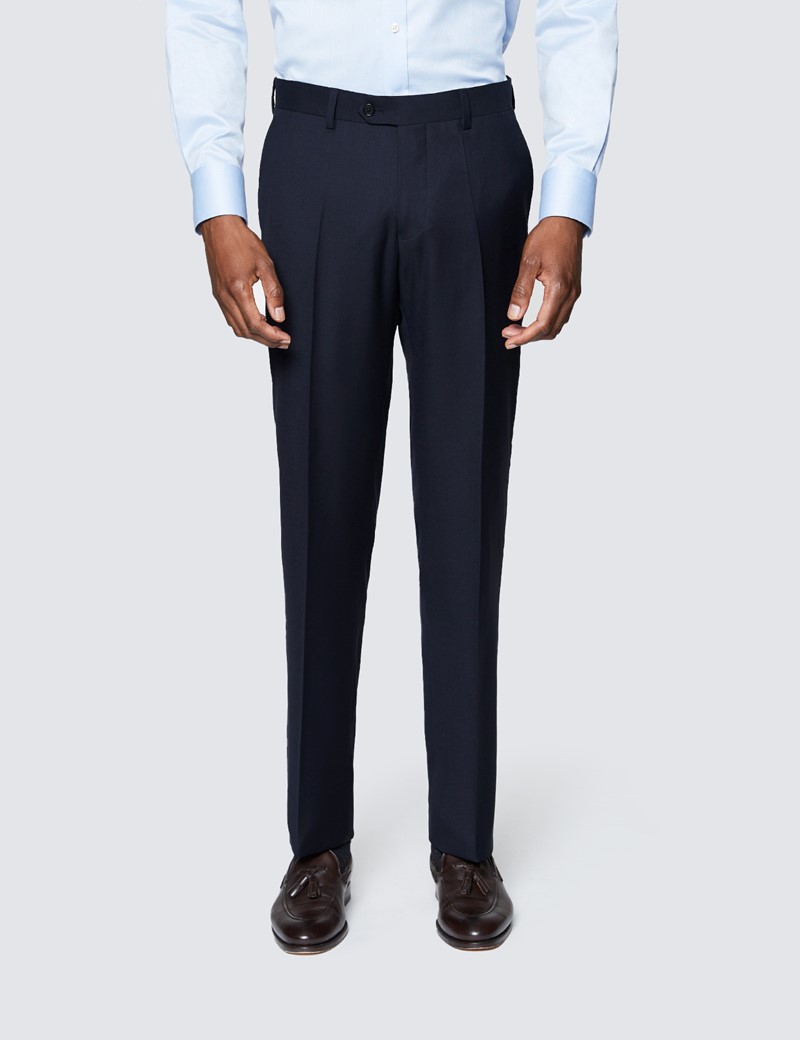 Anzug – Dreiteiler – 100s Wolle – Slim Fit – Twill nachtblau