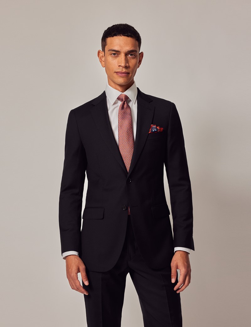 Black Twill Weave Slim Suit