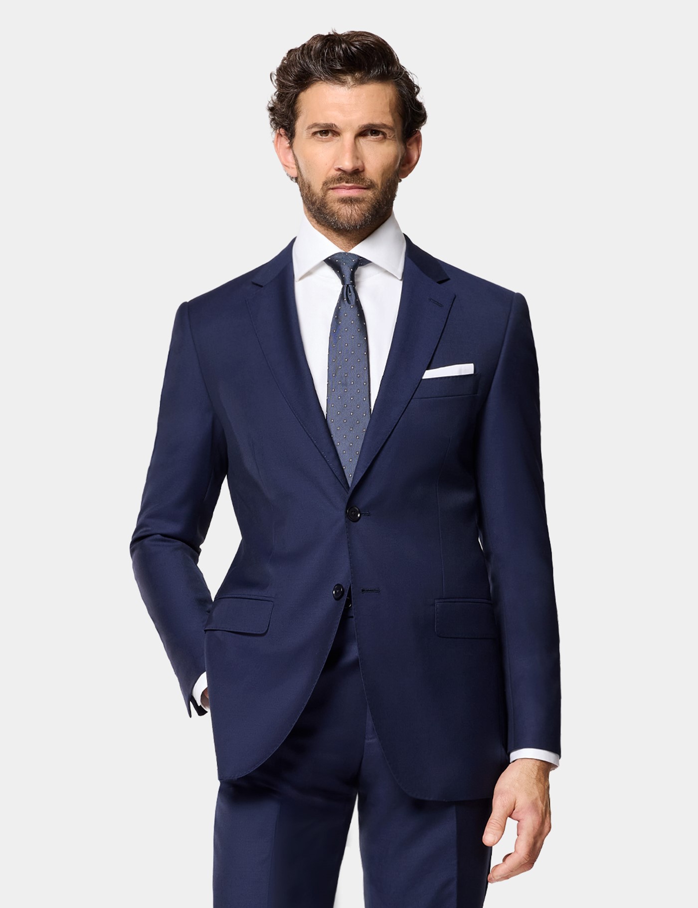& Slim Fit Dark Blue Twill Suit One