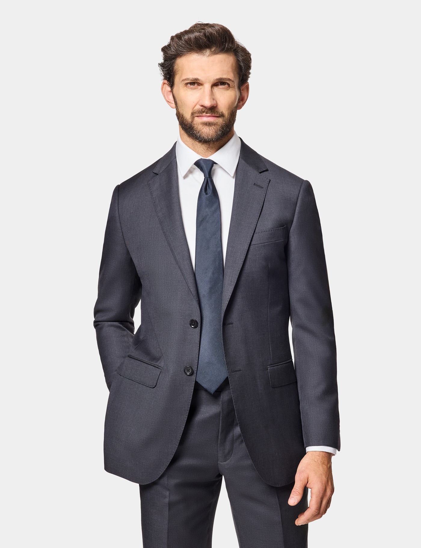 & Slim Fit Twill Suit One