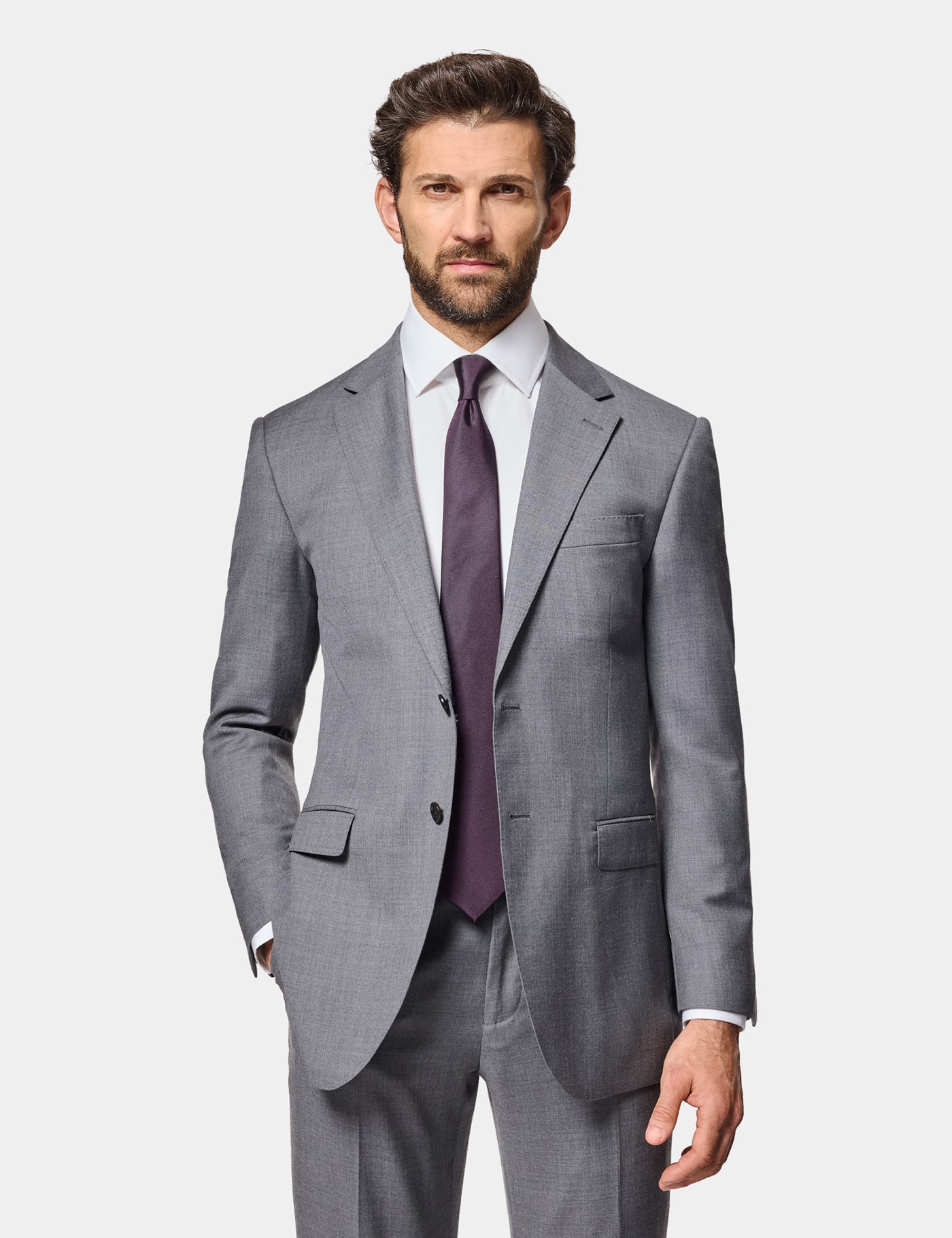 & Slim Fit Mid Twill Suit One