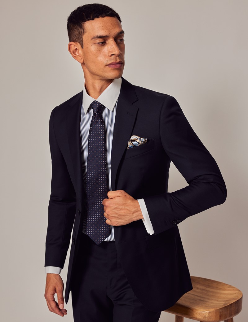 Men's Navy Twill 2 Piece Slim Fit Suit | Hawes & Curtis