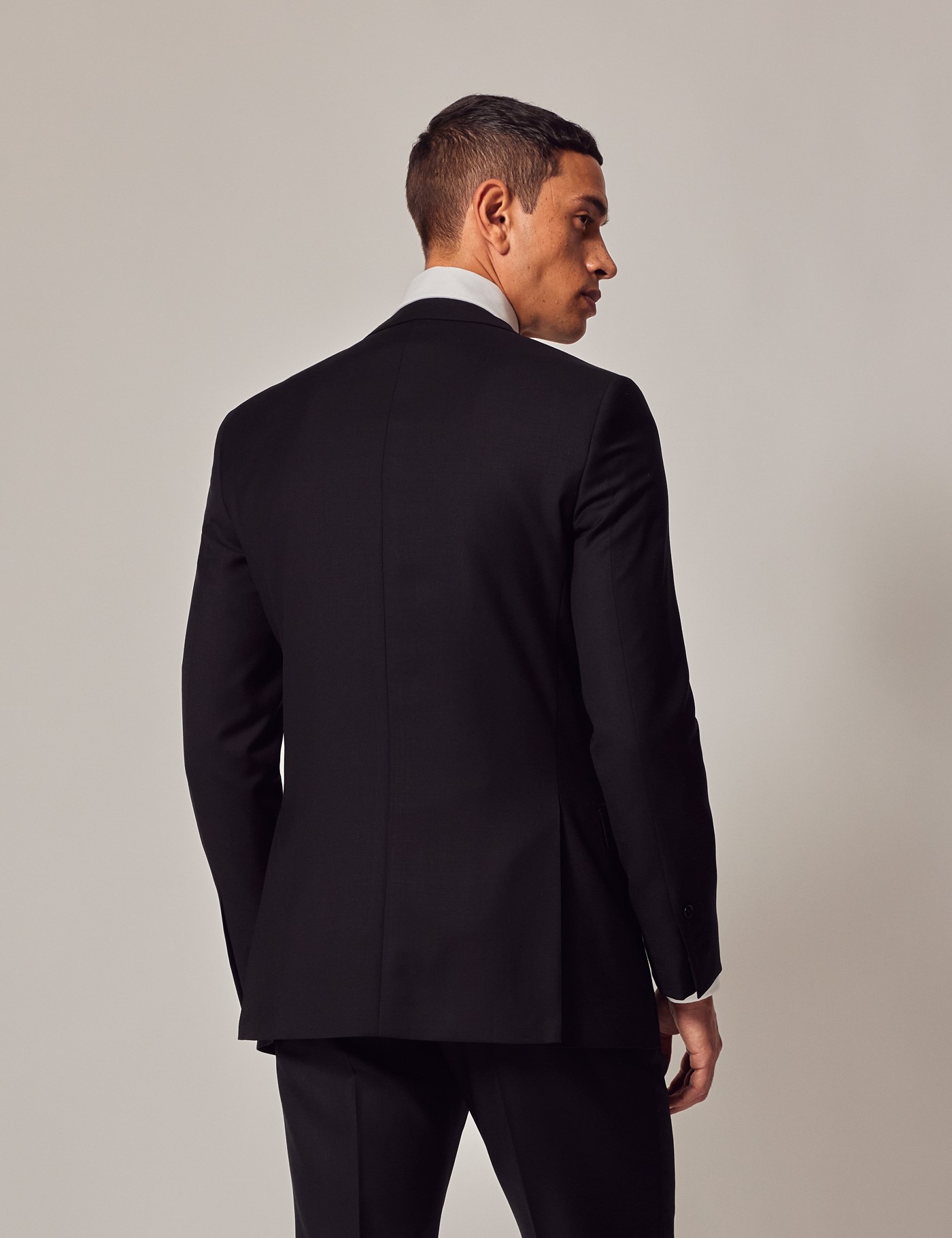 Men's Black Twill 3 Piece Slim Fit Suit | Hawes & Curtis