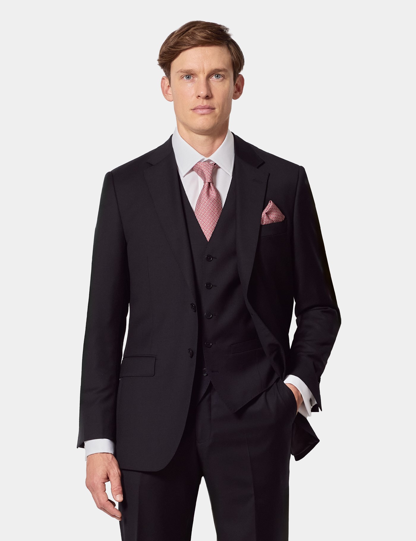 Hawes & Curtis Slim Fit Black Twill Suit Size: One Size