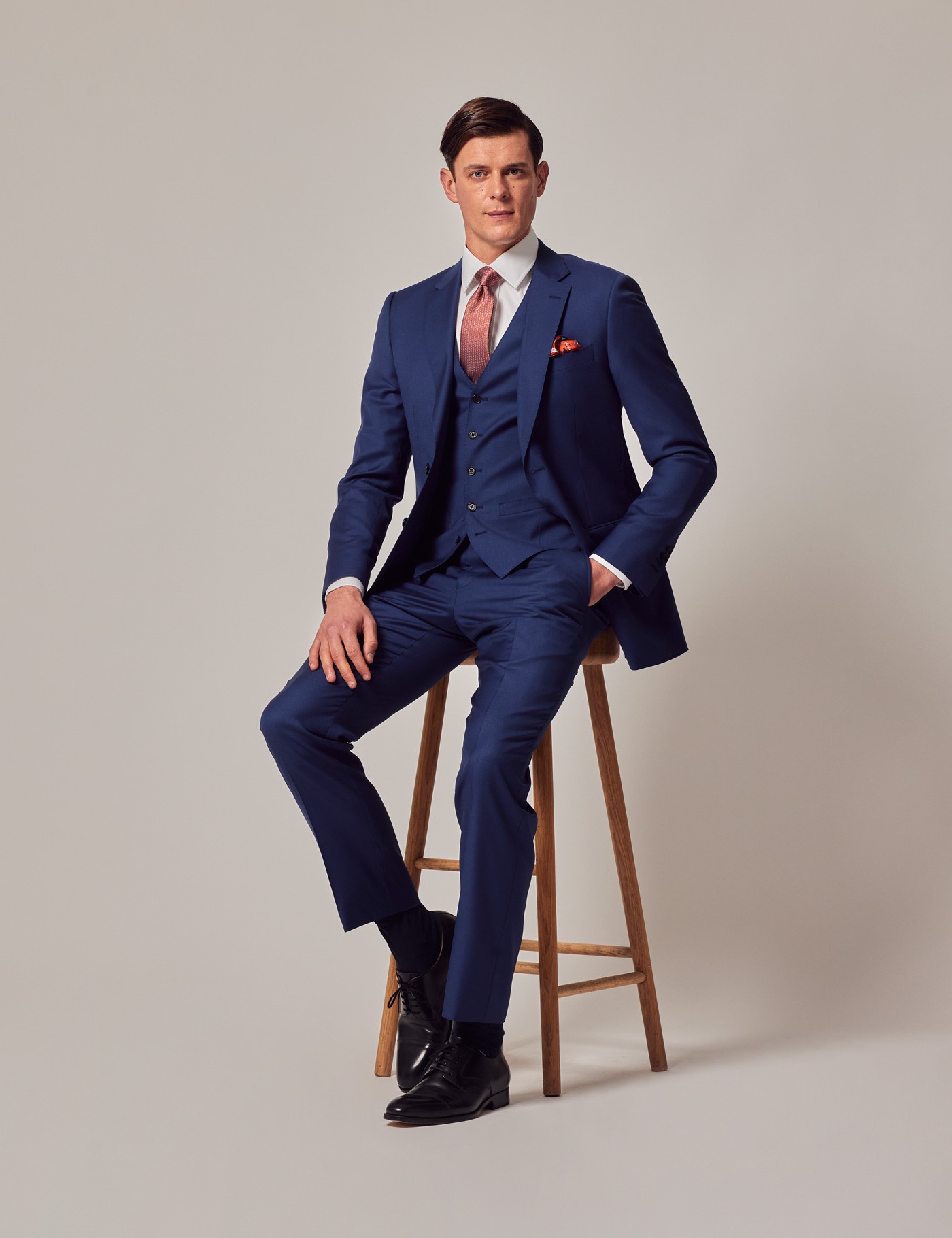Royal Blue Twill Weave 3 Piece Slim Suit