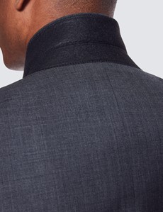 Men's Charcoal Twill 3 Piece Slim Fit Suit