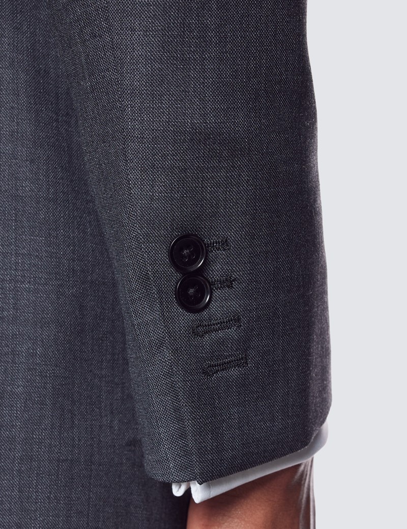 Men's Charcoal Twill 3 Piece Slim Fit Suit