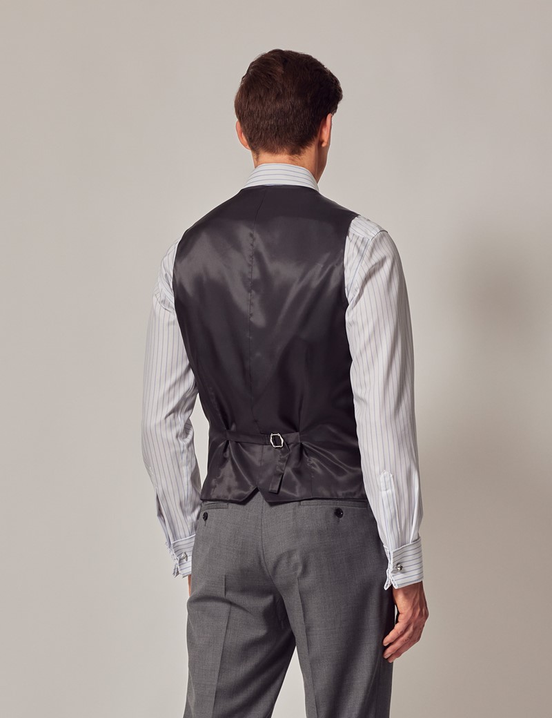 Men's Mid Grey 3 Piece Twill Slim Fit Suit - Super 100s Wool | Hawes ...