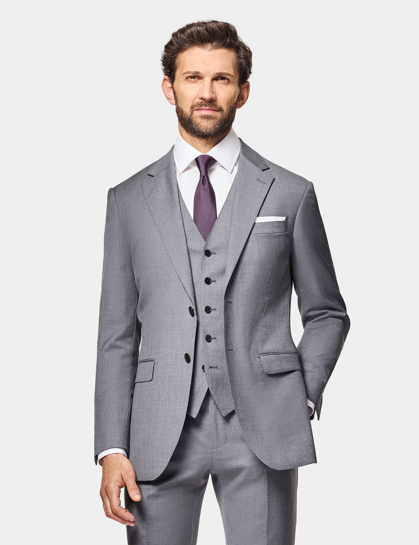 & Slim Fit Mid Twill Suit One