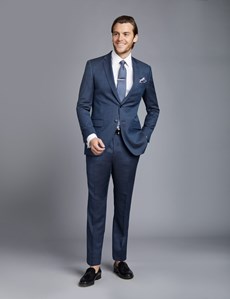 Men's Mid Blue Birdseye Slim Fit Suit