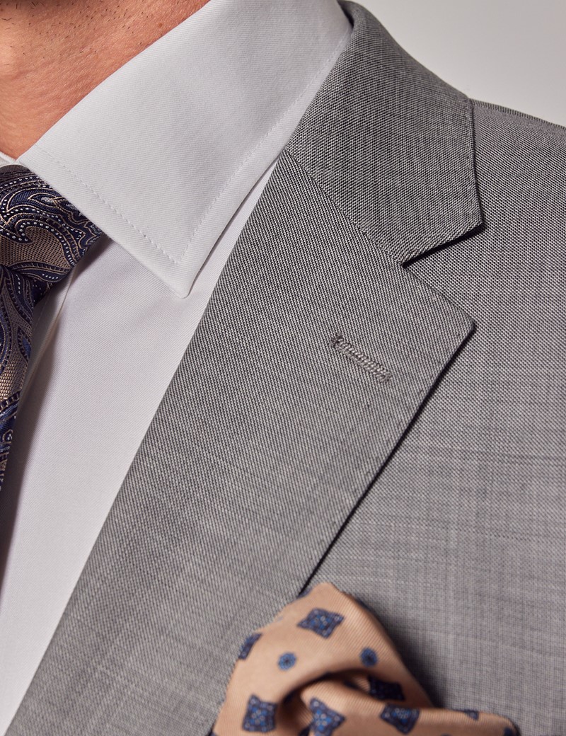 Light Grey Twill Weave 3 Piece Slim Suit