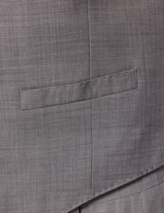 Men's Light Grey Twill 3 Piece Slim Fit Suit - Super 120s Wool | Hawes ...