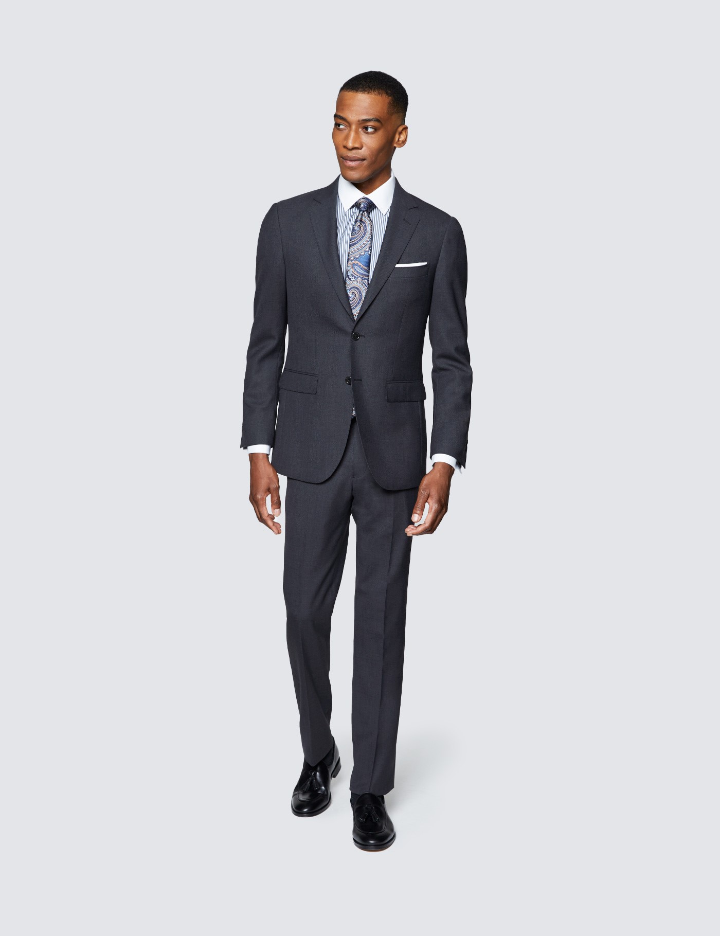 Men's Charcoal Slim Fit Travel Suit | Hawes & Curtis