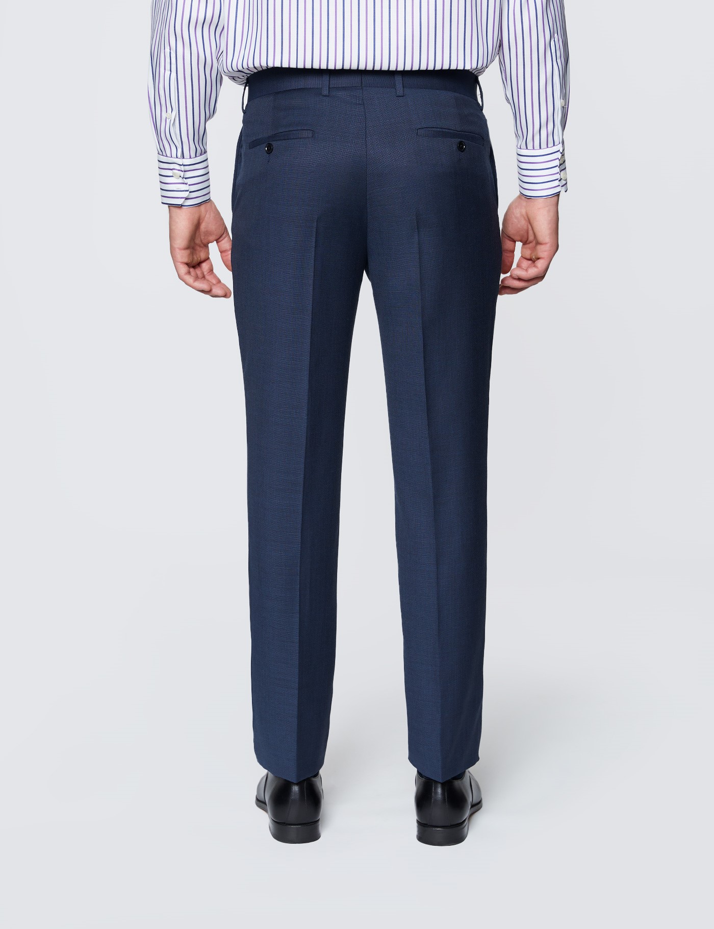 Men's Textured Navy Slim Fit Suit | Hawes & Curtis