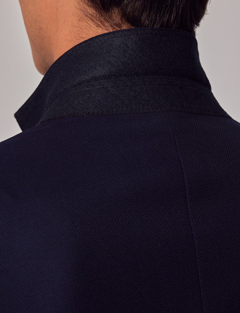Men's Navy Textured Weave Slim Fit Suit Jacket - Super 100s Wool ...