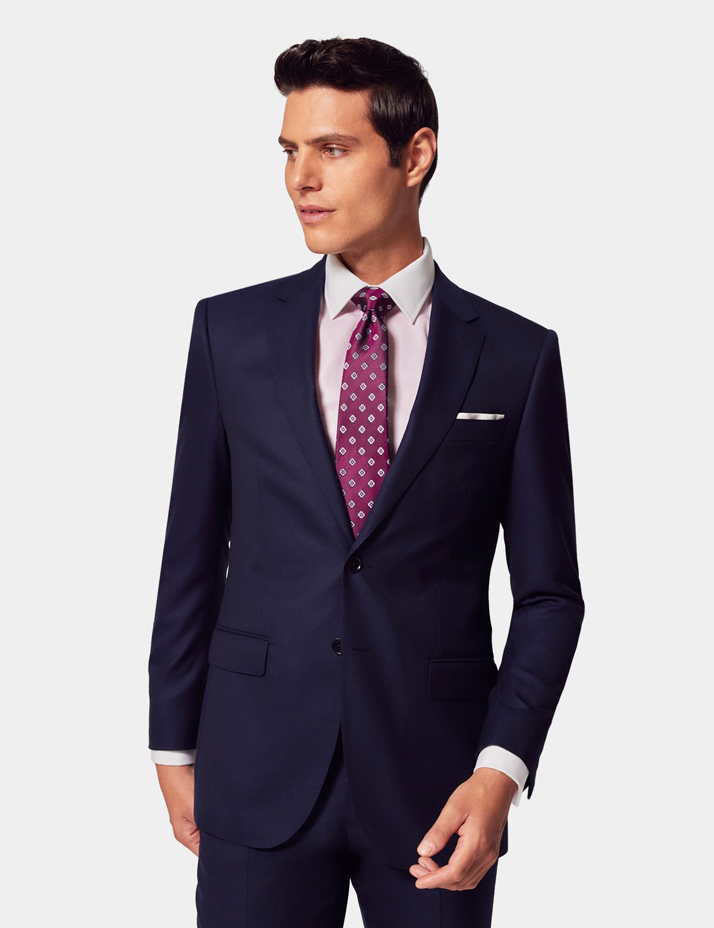 & Slim Fit Textured Suit Jacket short