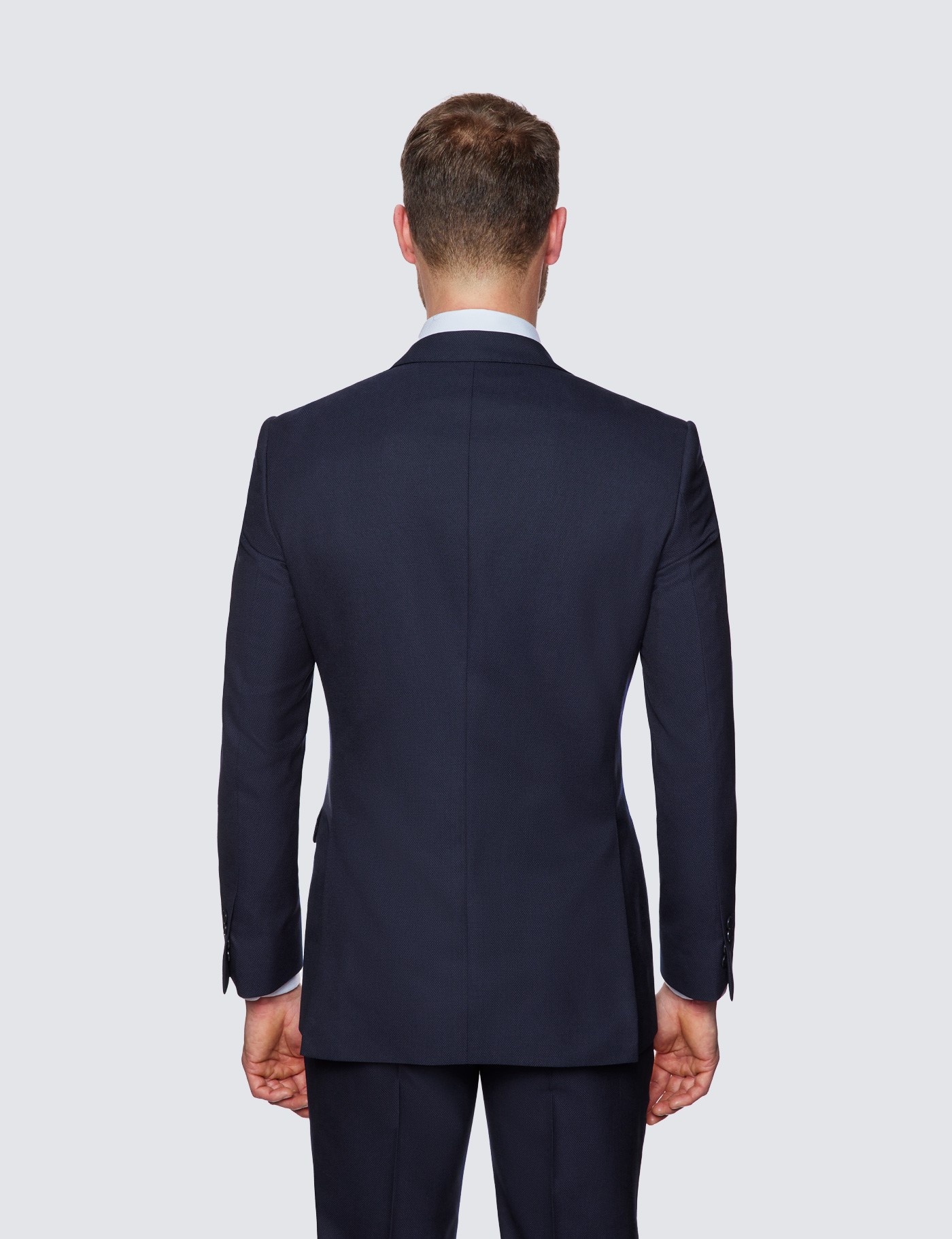 Men's Navy Textured Weave Slim Fit Suit - Super 100s Wool | Hawes ...