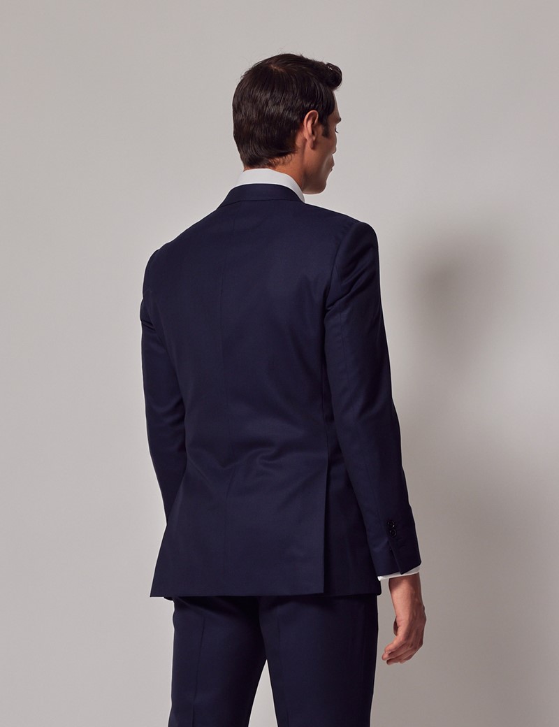 Men's Navy Textured Weave Slim Fit Suit - Super 100s Wool | Hawes ...